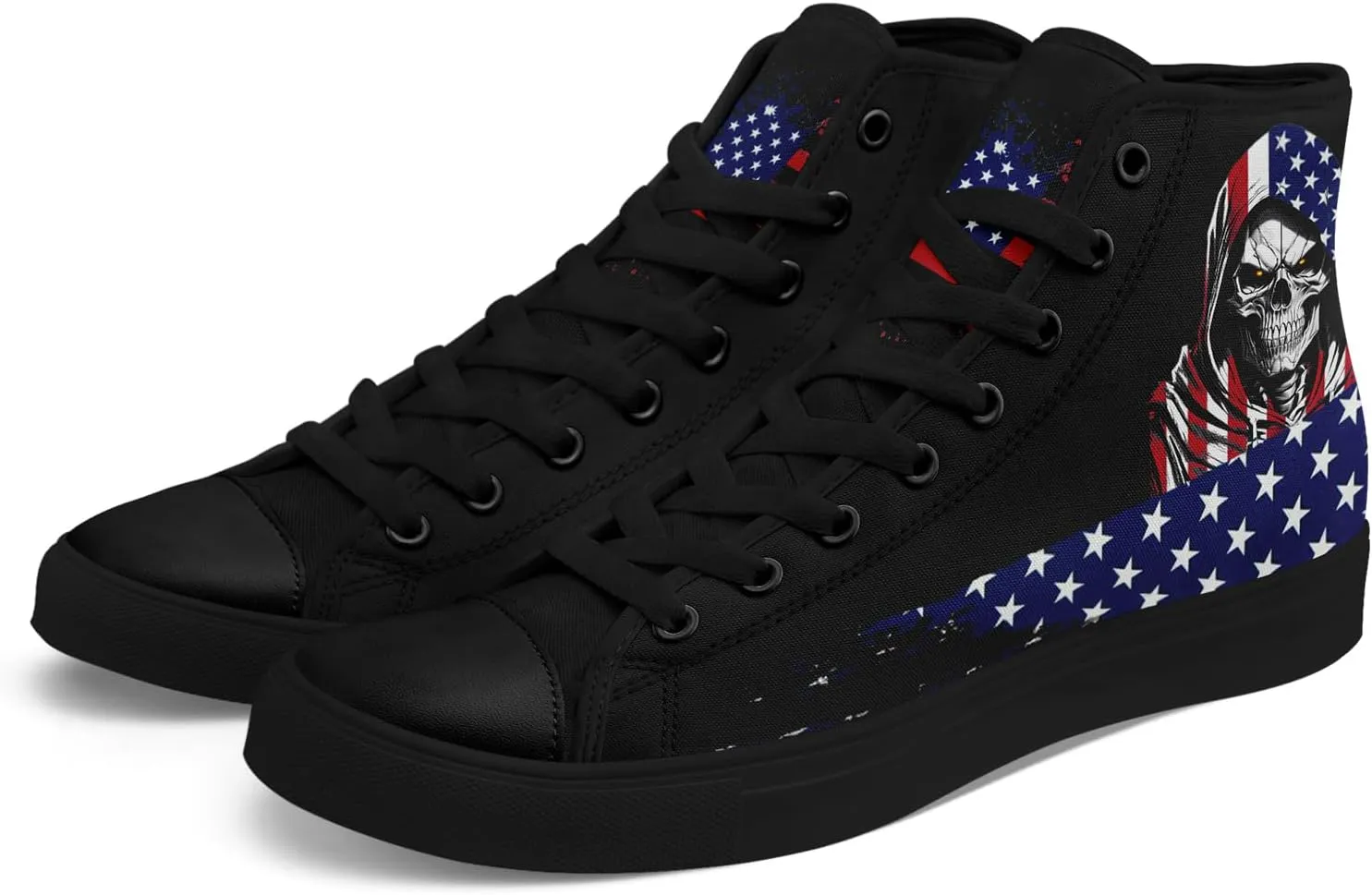 Unisex Flag High Tops Canvas Shoes Fashion Sneaker Lace Up Casual Trainers Flat Walking Shoes