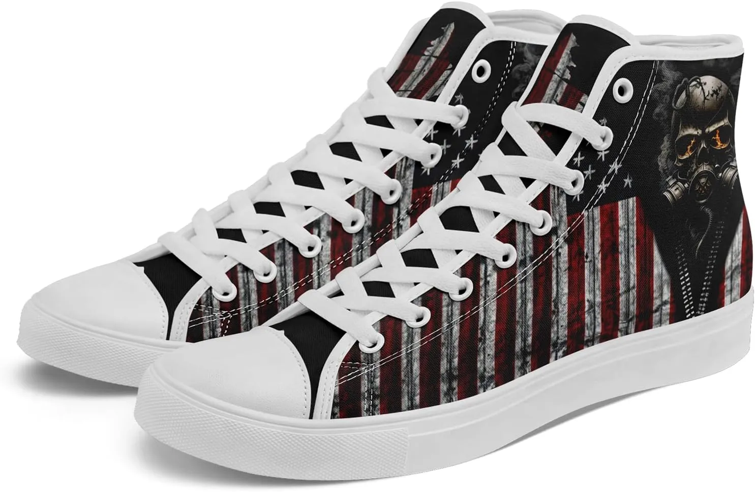 Unisex Flag High Tops Canvas Shoes Fashion Sneaker Lace Up Casual Trainers Flat Walking Shoes