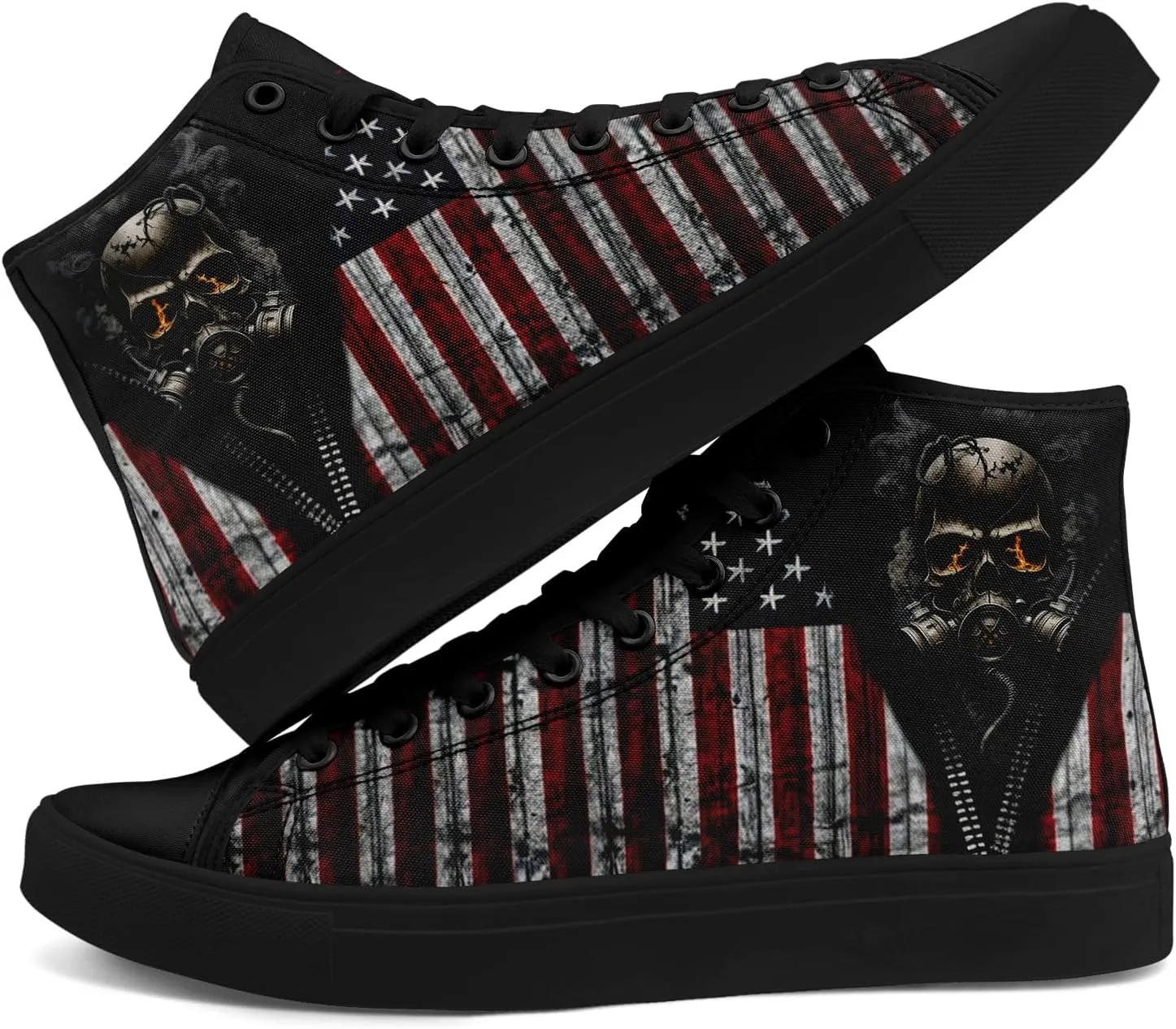 Unisex Flag High Tops Canvas Shoes Fashion Sneaker Lace Up Casual Trainers Flat Walking Shoes