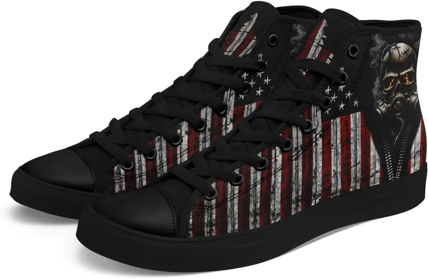 Unisex Flag High Tops Canvas Shoes Fashion Sneaker Lace Up Casual Trainers Flat Walking Shoes