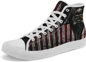 Unisex Flag High Tops Canvas Shoes Fashion Sneaker Lace Up Casual Trainers Flat Walking Shoes