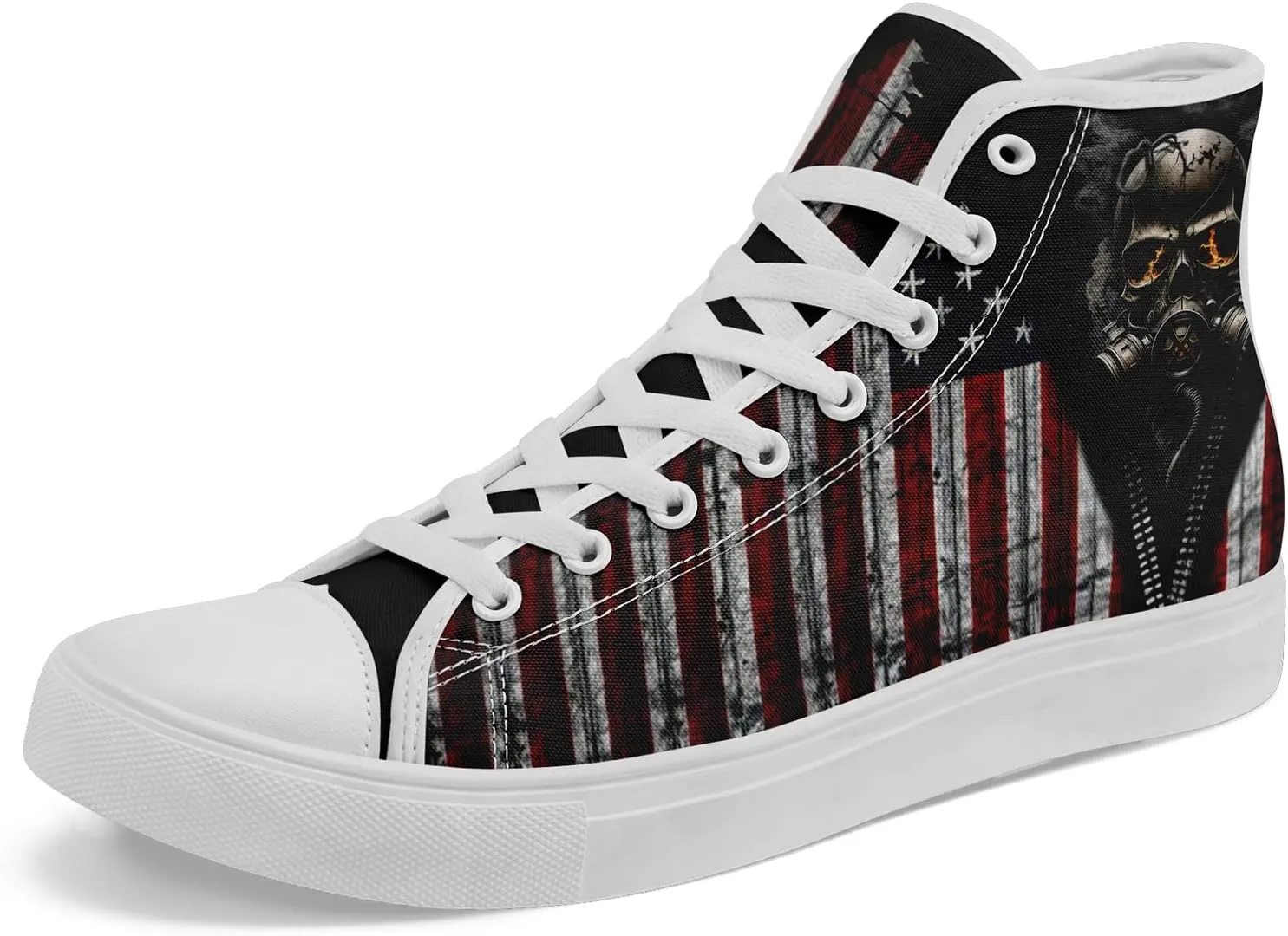 Unisex Flag High Tops Canvas Shoes Fashion Sneaker Lace Up Casual Trainers Flat Walking Shoes