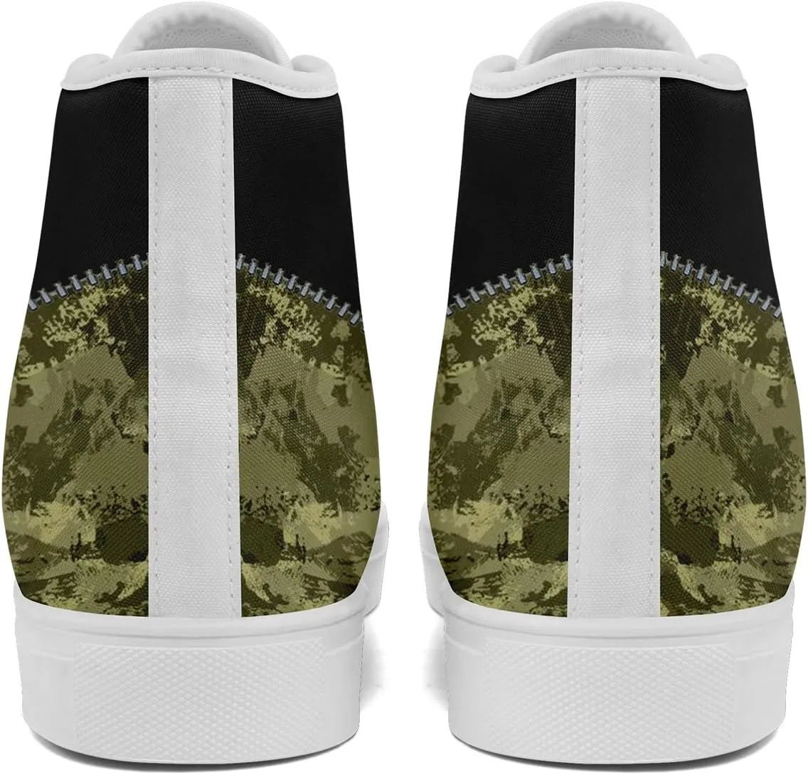 Unisex Flag High Tops Canvas Shoes Fashion Sneaker Lace Up Casual Trainers Flat Walking Shoes