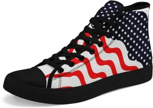 Unisex Flag High Tops Canvas Sneaker Lace Up Casual Trainers Tennis Walking Shoes