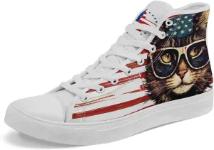 Unisex Flag High Tops Canvas Sneaker Lace Up Casual Trainers Tennis Walking Shoes
