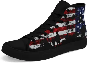 Unisex Flag High Tops Canvas Sneaker Lace Up Casual Trainers Tennis Walking Shoes