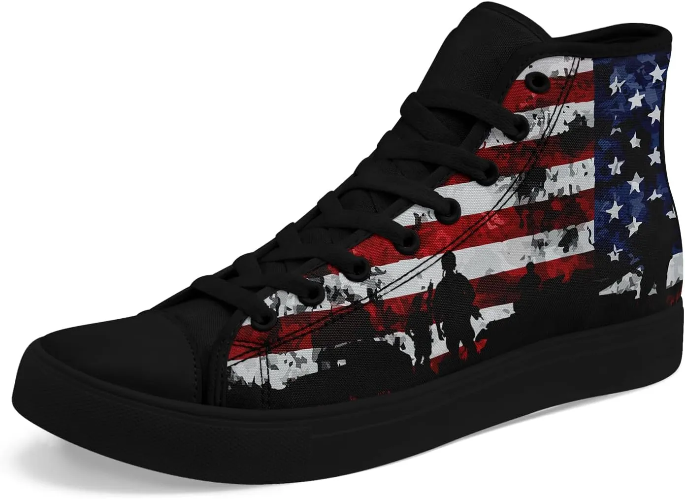 Unisex Flag High Tops Canvas Sneaker Lace Up Casual Trainers Tennis Walking Shoes