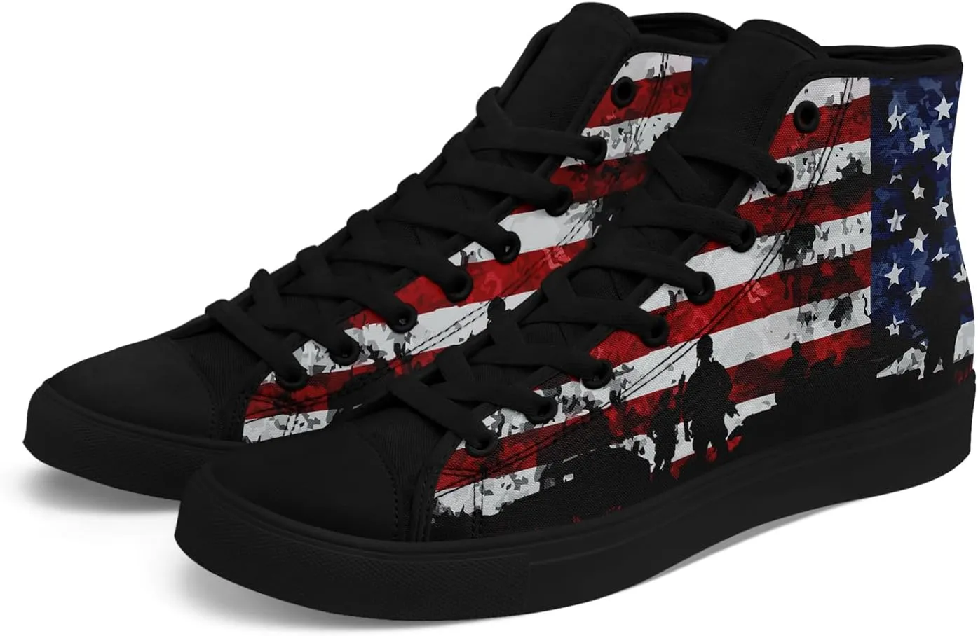 Unisex Flag High Tops Canvas Sneaker Lace Up Casual Trainers Tennis Walking Shoes