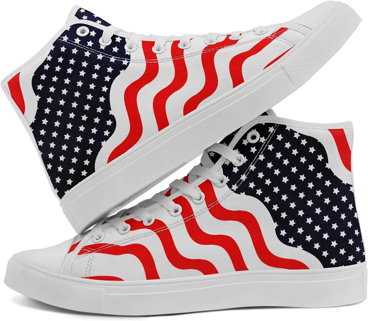 Unisex Flag High Tops Canvas Sneaker Lace Up Casual Trainers Tennis Walking Shoes