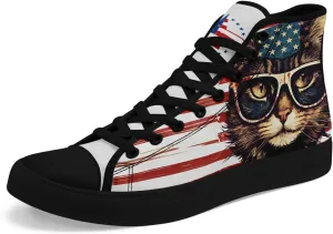 Unisex Flag High Tops Canvas Sneaker Lace Up Casual Trainers Tennis Walking Shoes