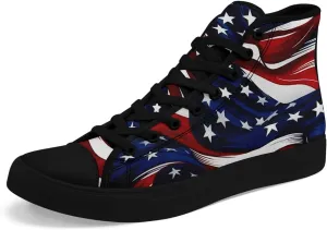 Unisex Flag High Tops Canvas Sneaker Lace Up Casual Trainers Tennis Walking Shoes