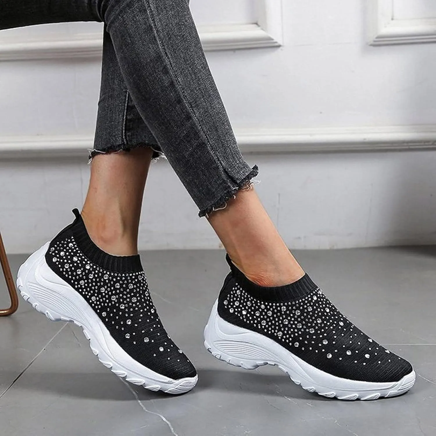 Women Sneakers Size 9 Wide Womens All Black Flat Tennis Shoes Slip On Womens Shoes Casual Fall Boots Plantar Fasciitis Relief Shoes for Women Wide Width Comfy Fall Shoes for Women 2023 Trendy