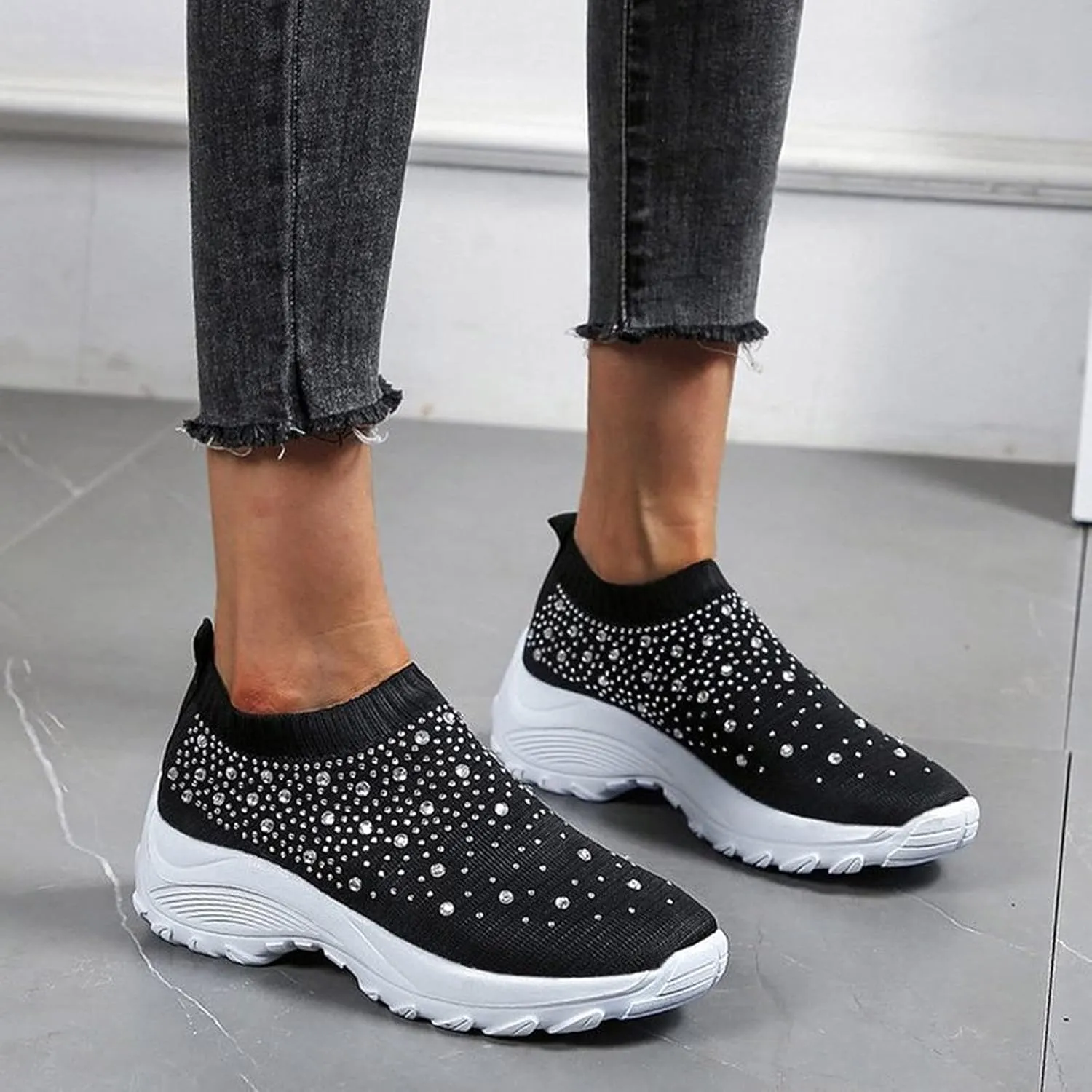 Women Sneakers Size 9 Wide Womens All Black Flat Tennis Shoes Slip On Womens Shoes Casual Fall Boots Plantar Fasciitis Relief Shoes for Women Wide Width Comfy Fall Shoes for Women 2023 Trendy