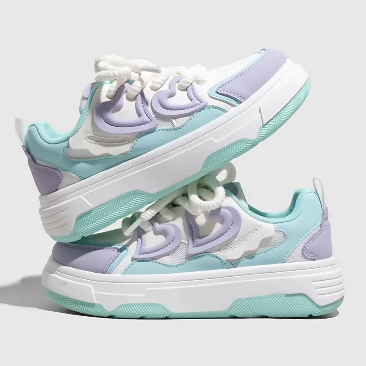 Women's 3D Heart Chunky Sneakers, Platform Casual Trainers, Cute Y2K Versatile Streetwear Everyday Wear Height Boost