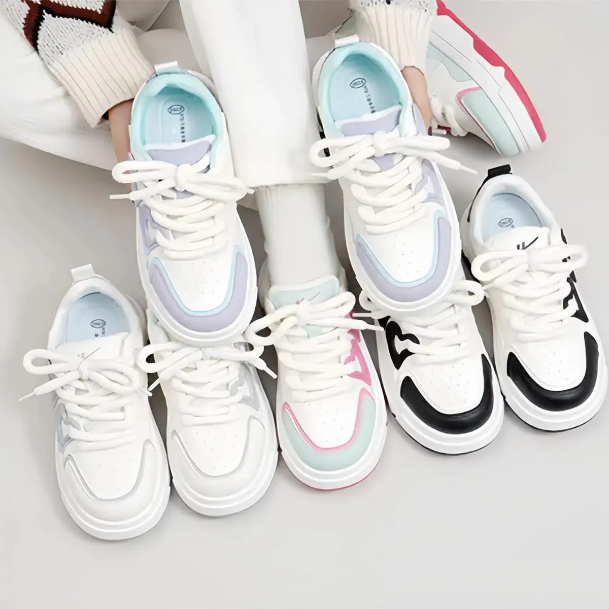 Women's 3D Heart Chunky Sneakers, Platform Casual Trainers, Cute Y2K Versatile Streetwear Everyday Wear Height Boost