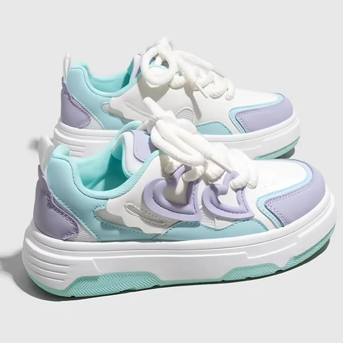Women's 3D Heart Chunky Sneakers, Platform Casual Trainers, Cute Y2K Versatile Streetwear Everyday Wear Height Boost