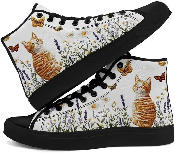 Womens Canvas Shoes High Top Sneakers Lace up Casual Trainers Plimsoles Flat Shoes