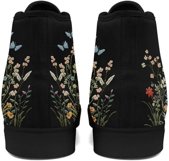Womens Canvas Shoes High Top Sneakers Lace up Casual Trainers Plimsoles Flat Shoes