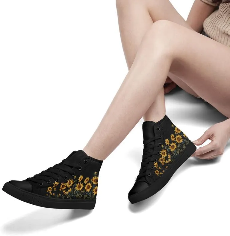 Womens Canvas Shoes High Top Sneakers Lace up Casual Trainers Plimsoles Flat Shoes