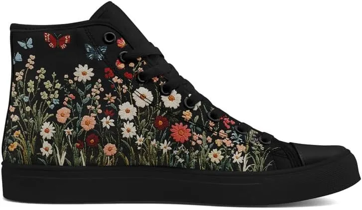 Womens Canvas Shoes High Top Sneakers Lace up Casual Trainers Plimsoles Flat Shoes