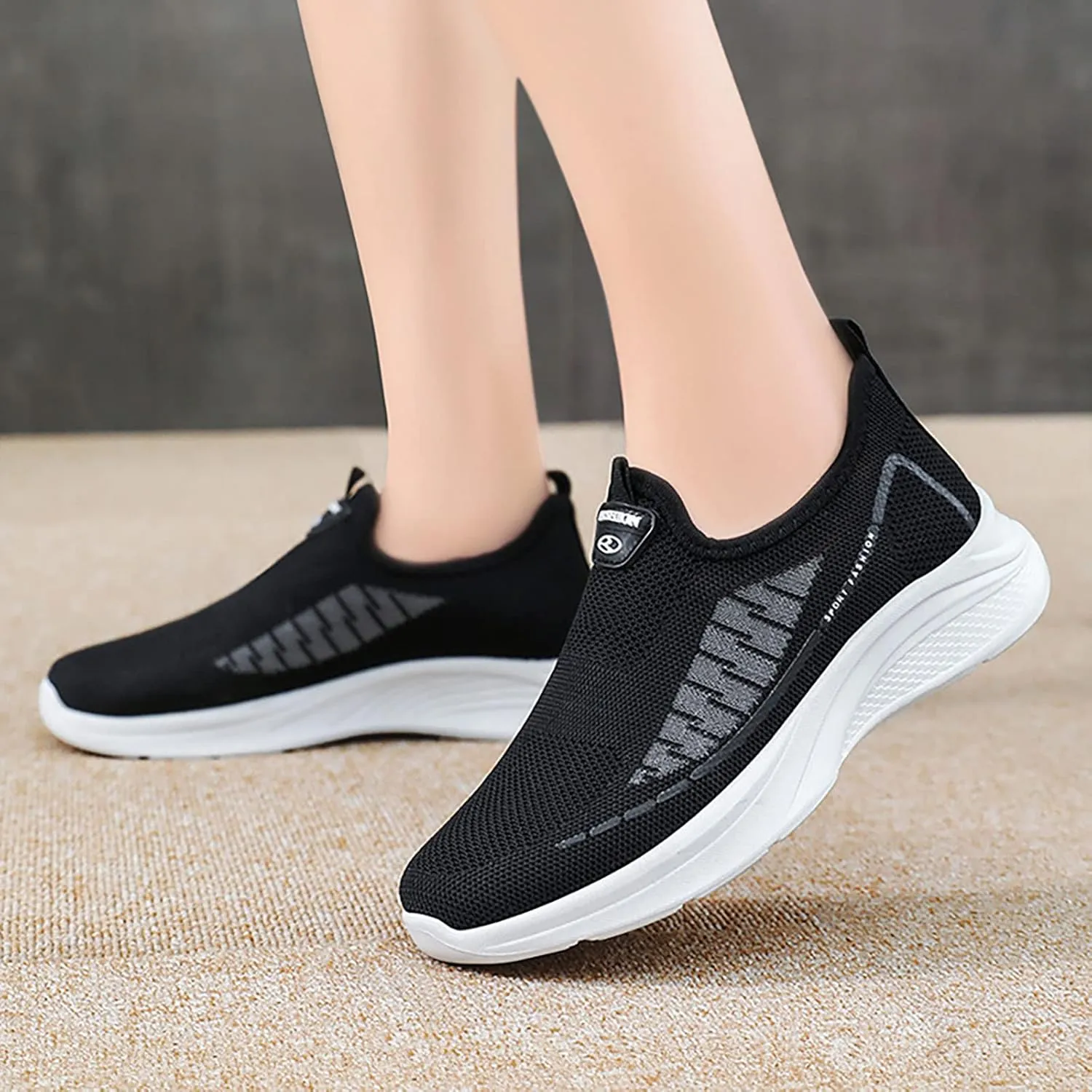 Women's Fashion Sneakers with Arch Support Women Slip On Sneakers Wide Womens Athletic Shoes Plantar Fasciitis Sneakers Women Arch Support White Cute Black Sneakers for Women
