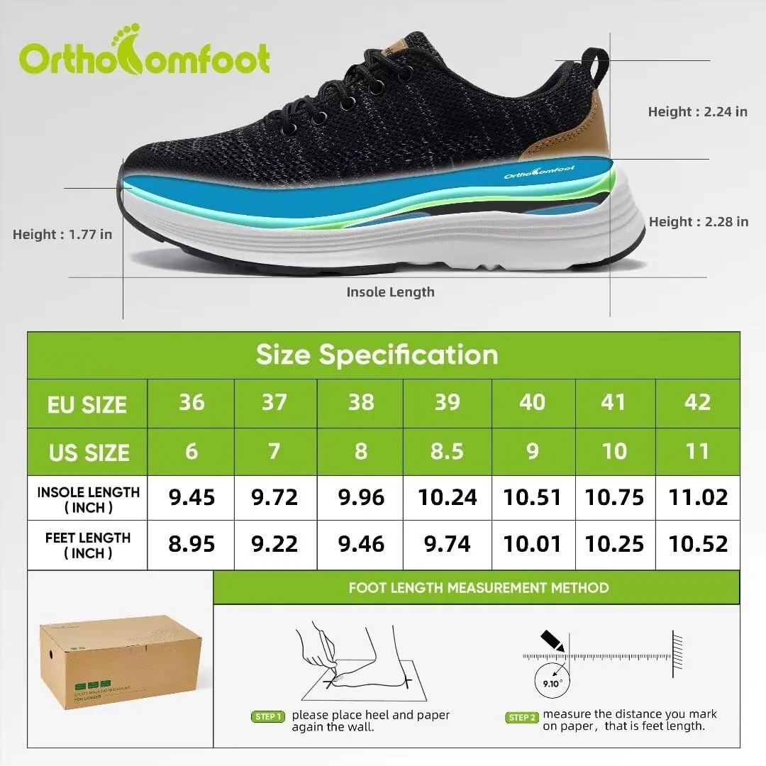 Women's Orthopedic Fashion Sneakers for Plantar Fasciitis: Flat Feet Supportive Cushioned Walking Shoes with Arch Support, Orthotic Soft Casual Sneakers for Ankle and Foot Pain Relief