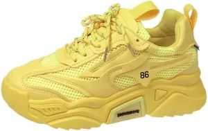 Women's Solid Color Mesh Sneakers, Lace Up Breathable Platform Casual Trainers, Versatile Low-top White Shoes
