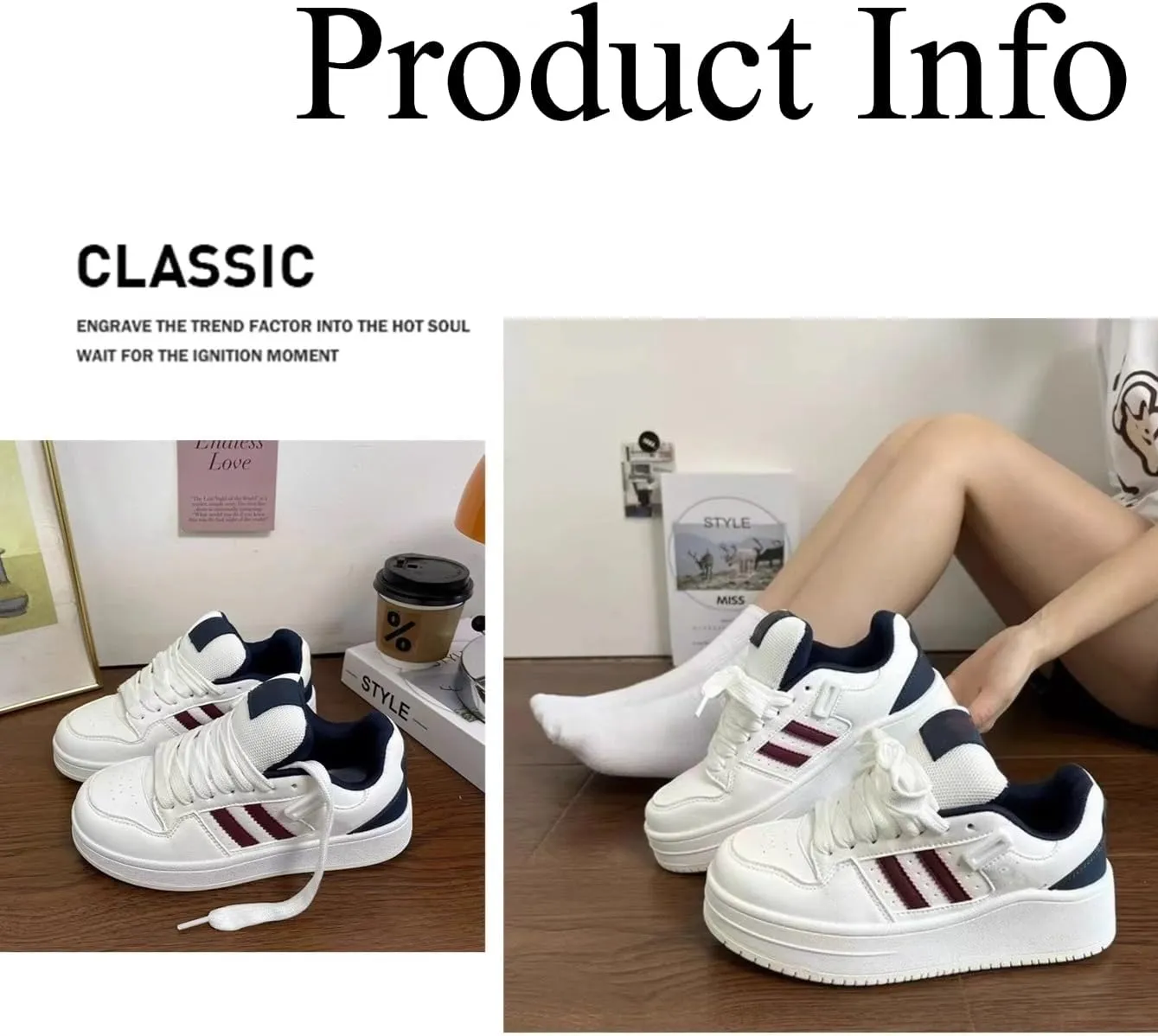 Y2K Chunky Sole Sneakers for Women - Platform Loafers, Comfortable Casual Trainers for Everyday Wear and Stylish