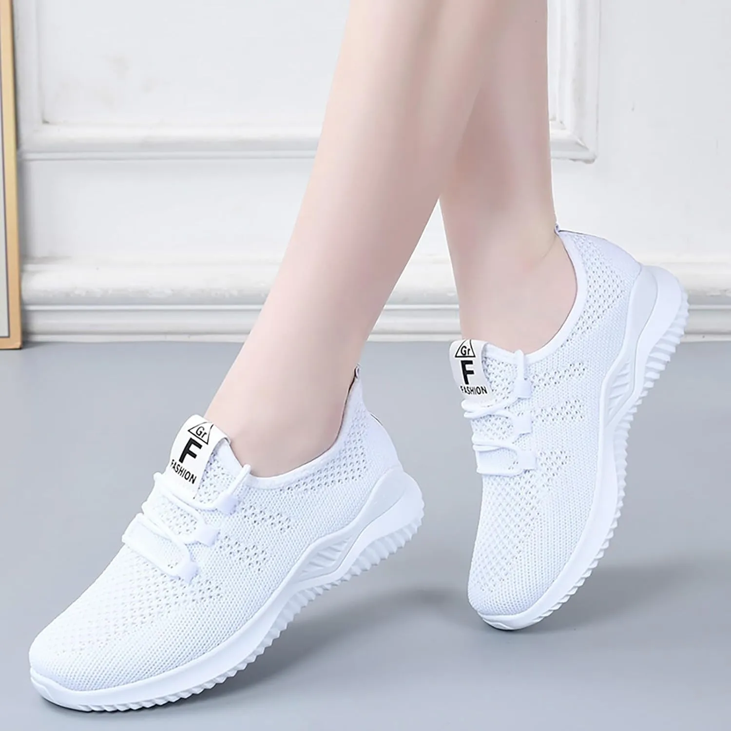 ZSpzx Comfy Sneakers for Women Arch Support Breathable Mesh Knit Air Cushioned Walking Shoes Non Slip Jogging Tennis Sneaker Lightweight Plantar Fasciitis Footwear for Gym Travel Daily Wear