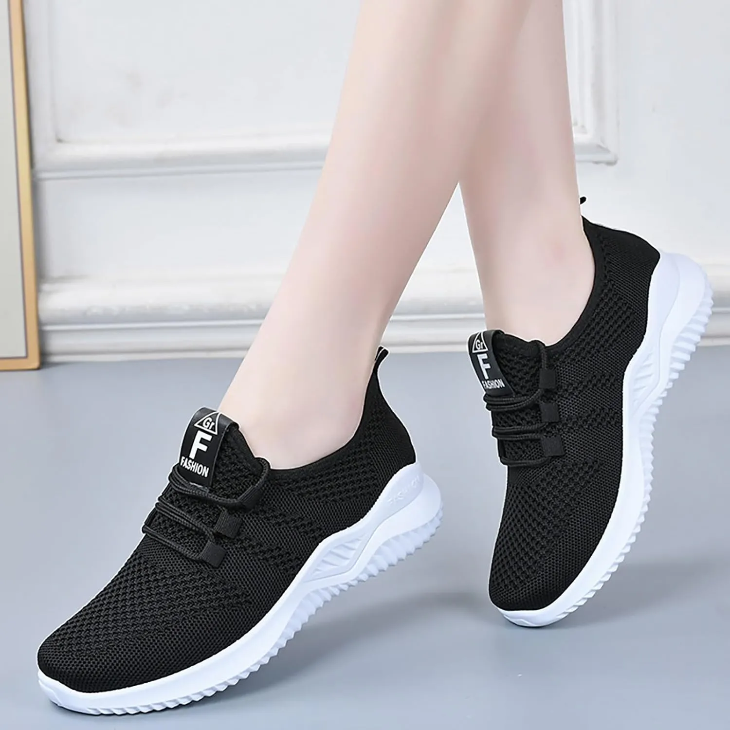 ZSpzx Comfy Sneakers for Women Arch Support Breathable Mesh Knit Air Cushioned Walking Shoes Non Slip Jogging Tennis Sneaker Lightweight Plantar Fasciitis Footwear for Gym Travel Daily Wear